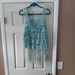 India Boutique  Lace Fringe Tank Top